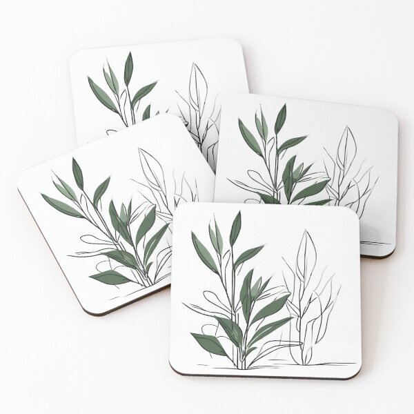 Item preview, Black and Green Minimalist Line Drawing Plant Illustration designed and sold by ShoppingVillage.