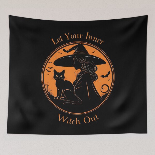 Item preview, Halloween Witch Silhouette with Black Cat designed and sold by DevemDavam.