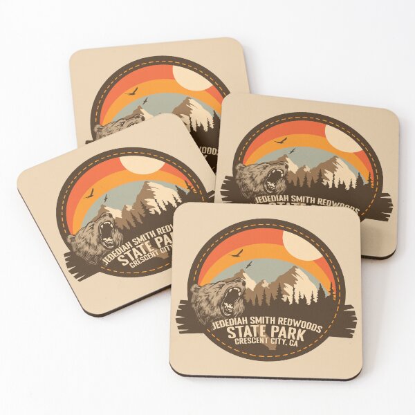 Item preview, Jedediah Smith Redwoods State Park California - CA Retro Souvenir Badge designed and sold by mountainfad.