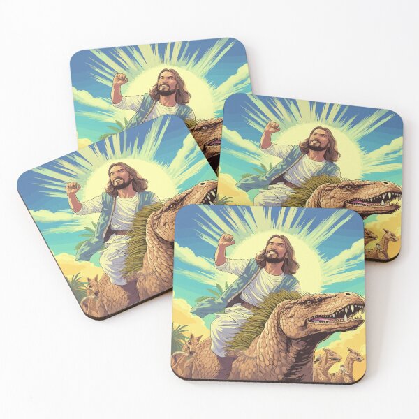 Item preview, Jesus riding Dinosaur designed and sold by AllAboutNejsus.