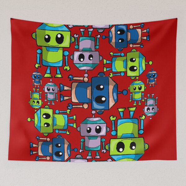 Item preview, Whimsical Robot Stack – Colorful Cartoon Robot Pile designed and sold by Fun Funky Designs.
