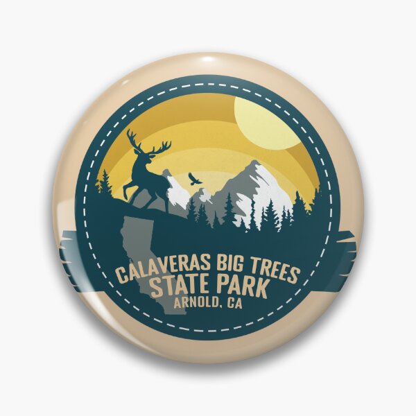 Item preview, Calaveras Big Trees State Park California - CA Retro Souvenir Badge designed and sold by mountainfad.