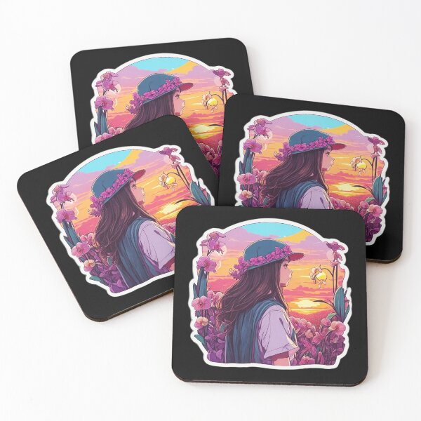 Item preview, Beautiful Girl Watching Sunset over Floral Field designed and sold by Ridiculam Toga.