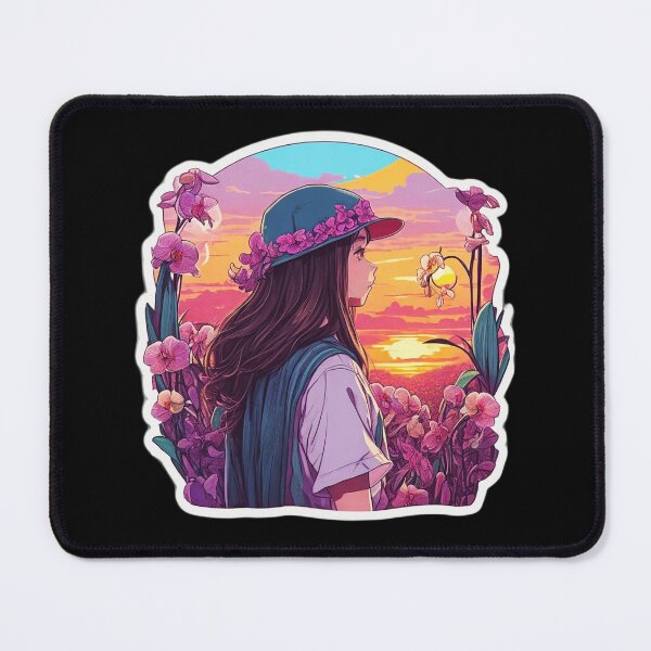 Item preview, Beautiful Girl Watching Sunset over Floral Field designed and sold by Ridiculam Toga.