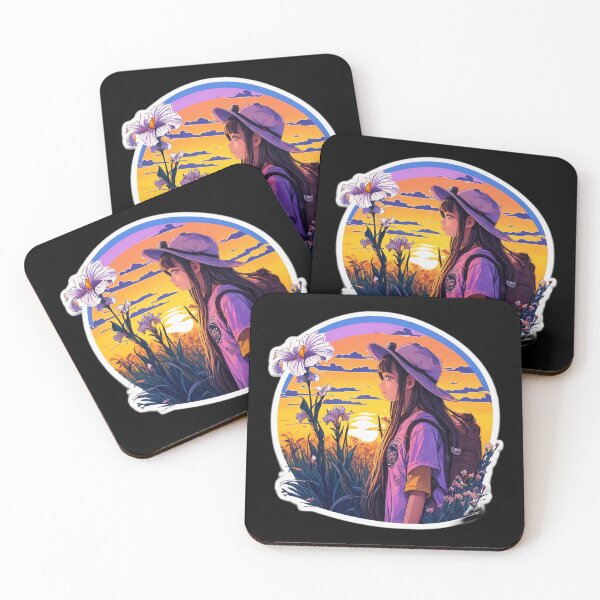 Item preview, Girl Traveler Watching Sunset over Lily Field designed and sold by Ridiculam Toga.