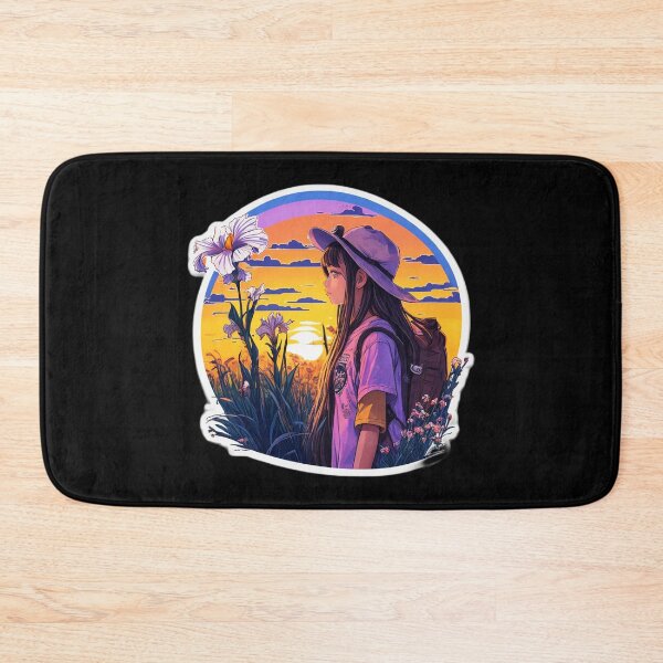 Item preview, Girl Traveler Watching Sunset over Lily Field designed and sold by Ridiculam Toga.