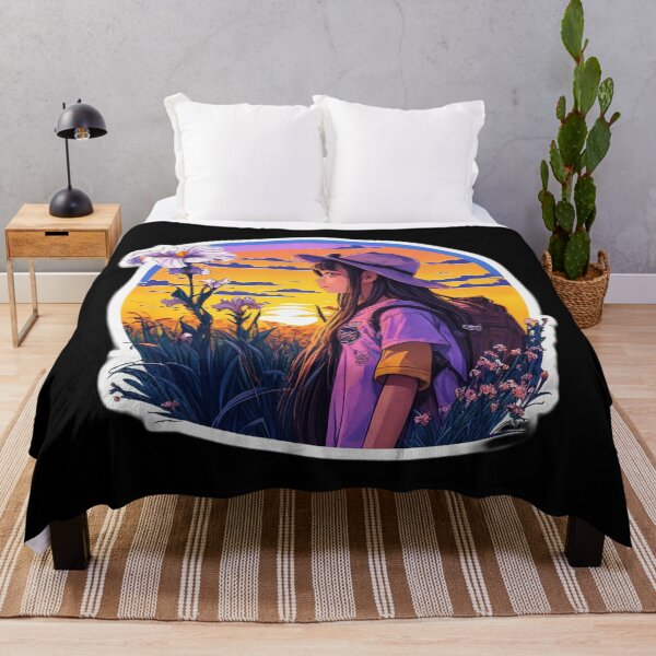 Item preview, Girl Traveler Watching Sunset over Lily Field designed and sold by Ridiculam Toga.