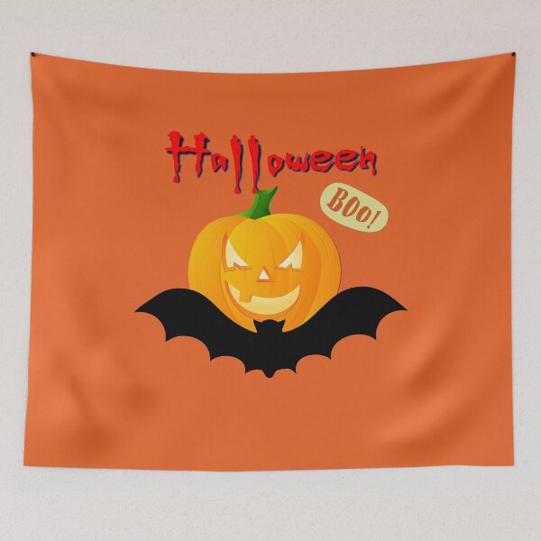 Artikelvorschau, Halloween Gruseliger böser Kürbis Lustiger Kürbiskopf und Fledermaus-Boo! entworfen und verkauft von natig-art-shop.