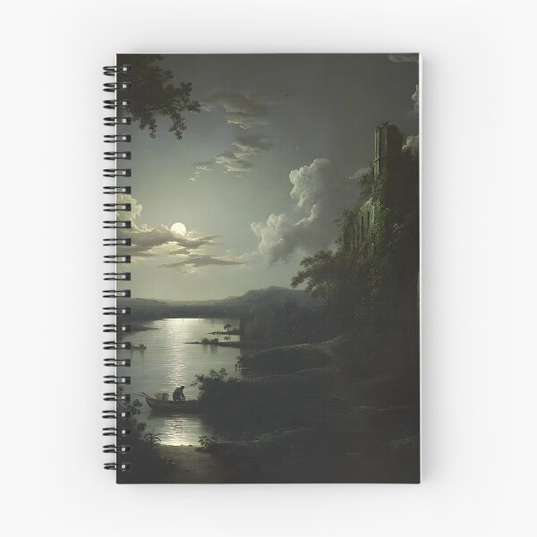 Item preview, Lago iluminado por la luna con una iglesia gótica en ruinas, una iglesia y barqueros de Sebastian Pether (inglés, 1790–1844) designed and sold by LovableObjects.