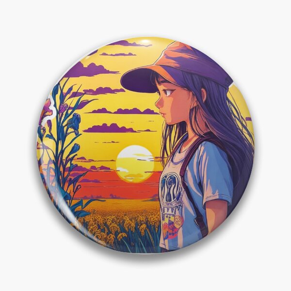Item preview, Beautiful Girl Photographer Watching Sunset over Flowers Field designed and sold by Ridiculam Toga.