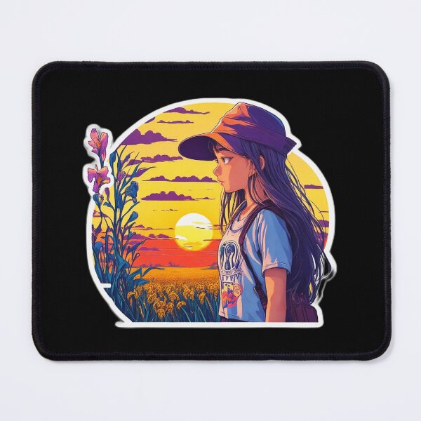 Item preview, Beautiful Girl Photographer Watching Sunset over Flowers Field designed and sold by Ridiculam Toga.