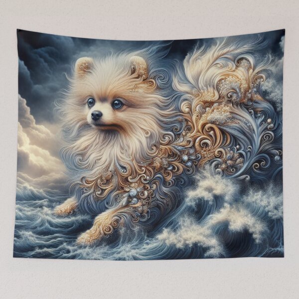 Item preview, Golden Pomeranian Dog Swirls and Twirls designed and sold by purplesensation.