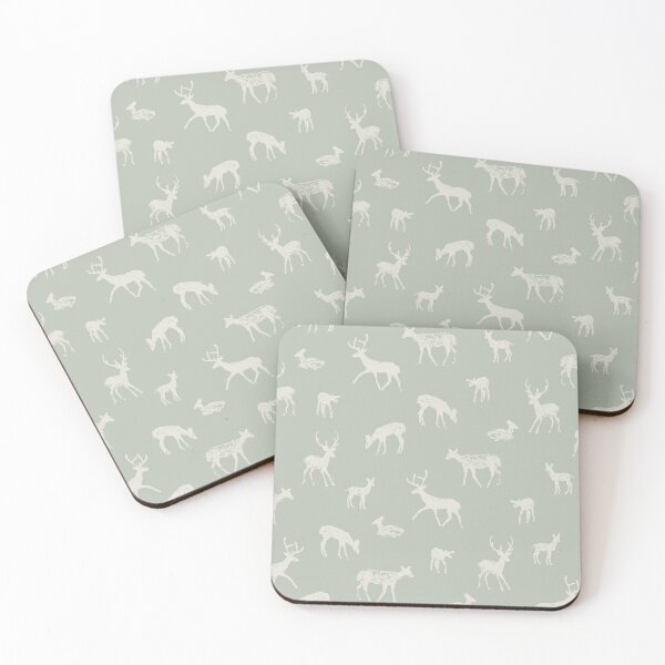 Item preview, Deer and Fawn Silhouettes - Pastel Teal designed and sold by Studio Valko.