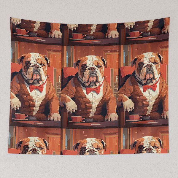 Item preview, Old English bulldog at Tea designed and sold by Inky-Spiration.