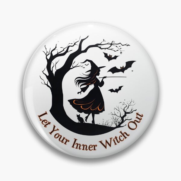 Item preview, Let Your Inner Witch Out - Motivational Halloween Witch Silhouette with Black Cat and Bats designed and sold by DevemDavam.
