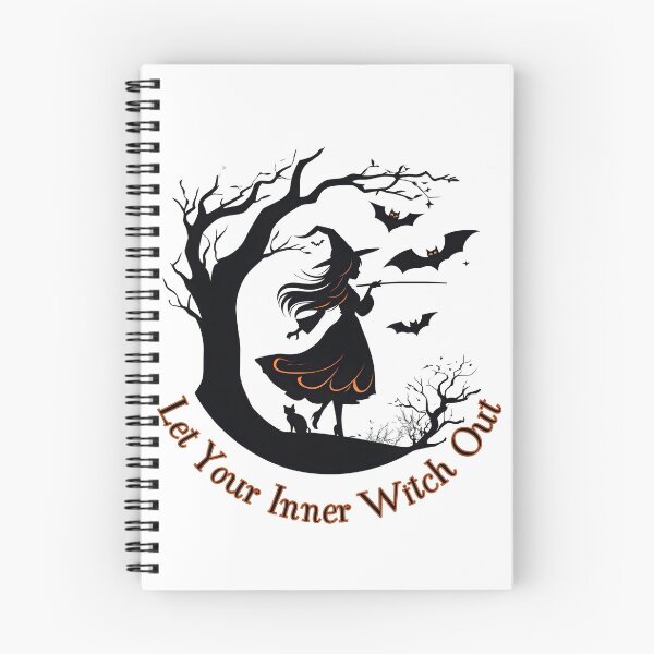 Item preview, Let Your Inner Witch Out - Motivational Halloween Witch Silhouette with Black Cat and Bats designed and sold by DevemDavam.