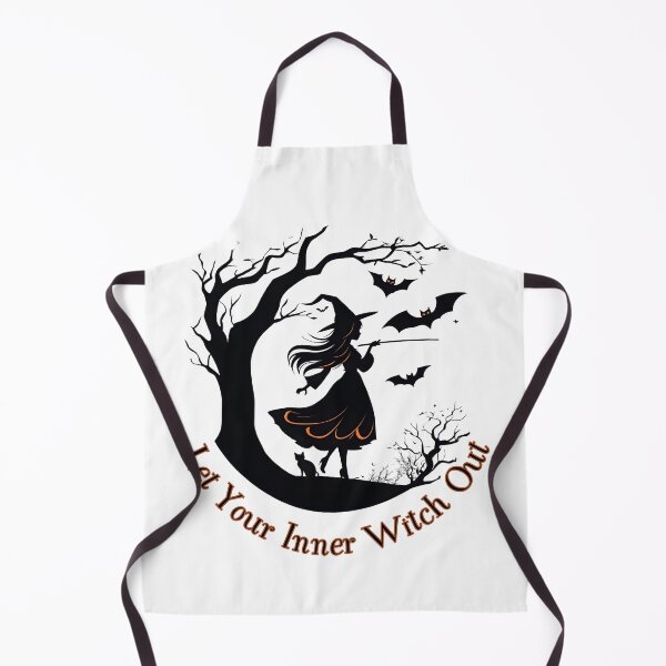 Item preview, Let Your Inner Witch Out - Motivational Halloween Witch Silhouette with Black Cat and Bats designed and sold by DevemDavam.