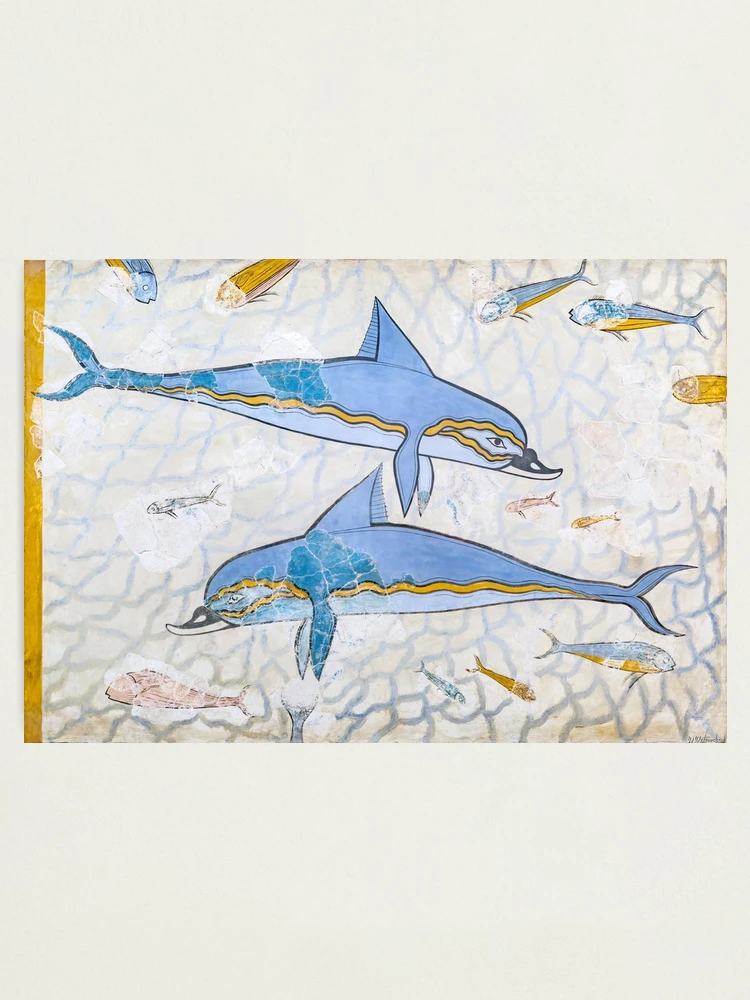 Dauphins, Poissons, Oursins, Fresque Des Dauphins, Megaron De La Reine Palais De Knossos Heraklion Crete Centrale Ile De Crete Grece Image478718971