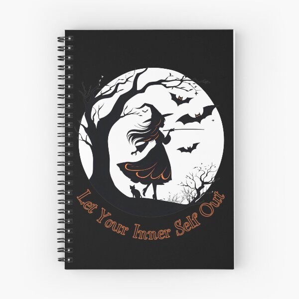 Item preview, Let Your Inner Self Out - Inspirational Halloween Witch Silhouette with Black Cat and Bats designed and sold by DevemDavam.
