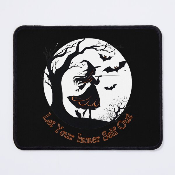 Item preview, Let Your Inner Self Out - Inspirational Halloween Witch Silhouette with Black Cat and Bats designed and sold by DevemDavam.