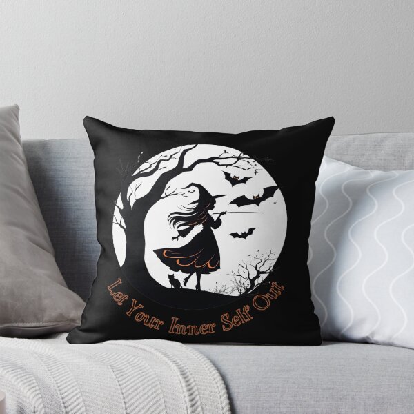 Item preview, Let Your Inner Self Out - Inspirational Halloween Witch Silhouette with Black Cat and Bats designed and sold by DevemDavam.