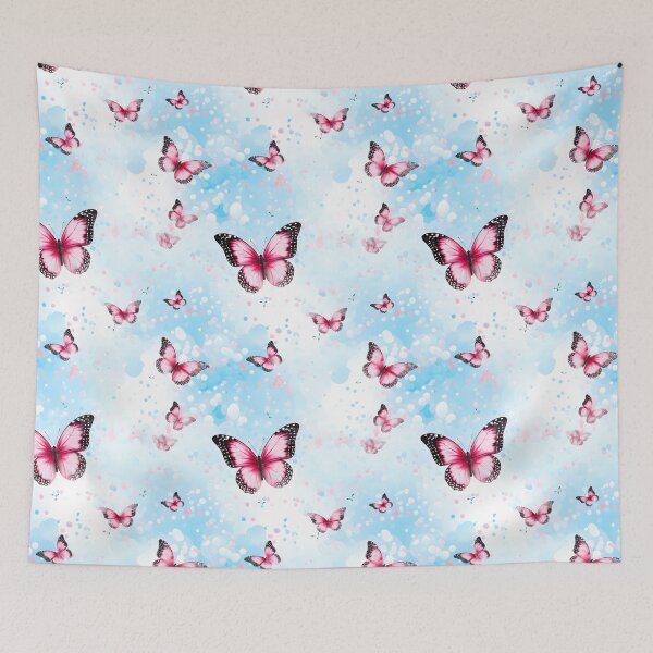 Item preview, Sky Blue and Bubblegum Pink Butterfly Composite Overlay Pattern #2 designed and sold by ARTficiallyAnon.
