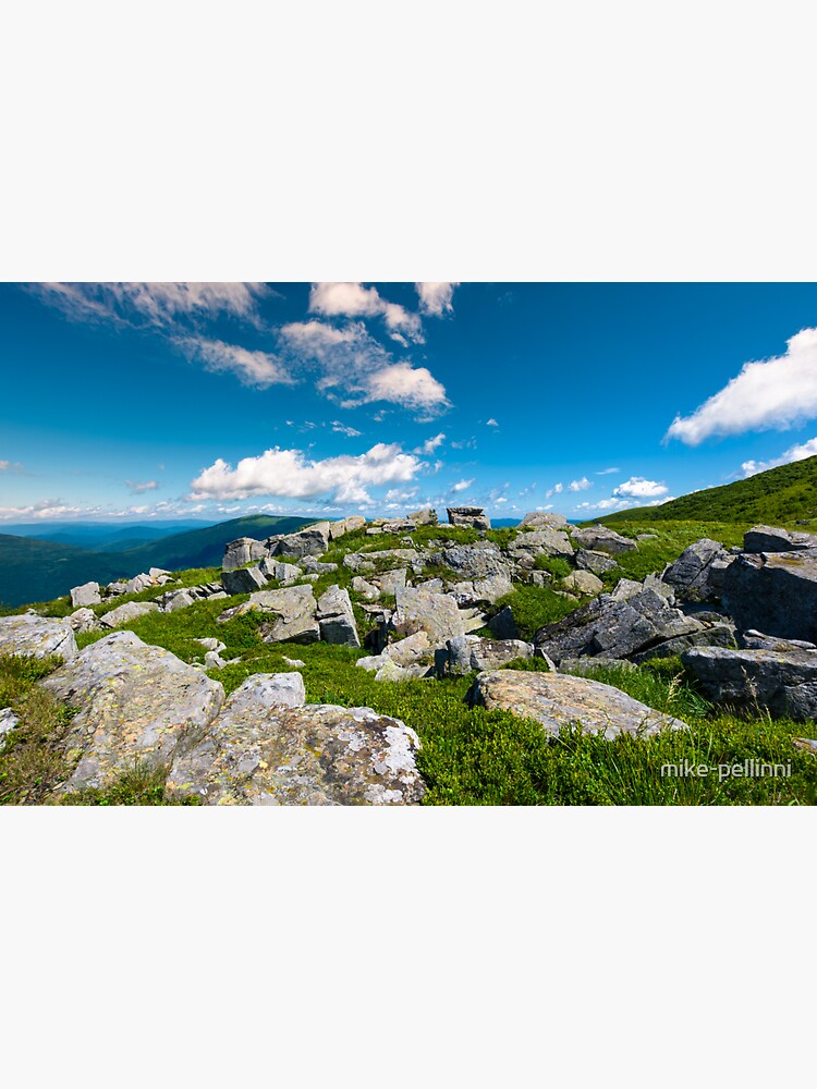 Thumbnail 3 of 3, Sticker, Carpathian alps with huge boulders on hillsides designed and sold by mike-pellinni.