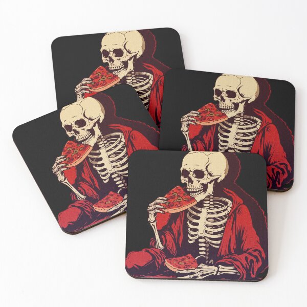 Item preview, Halloween Skeleton Eating a Slice of Pizza designed and sold by AntiqueImages.