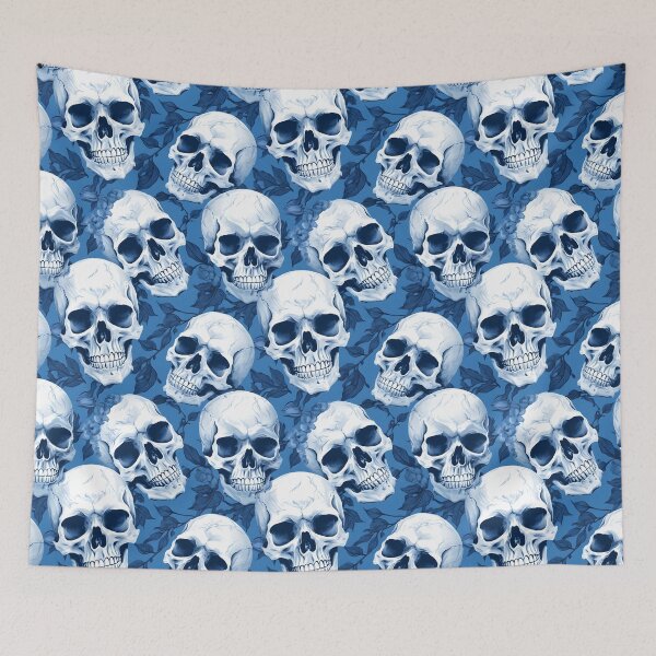 Item preview, Baby Blue & White Skulls Composite Overlay Pattern #6 designed and sold by ARTficiallyAnon.