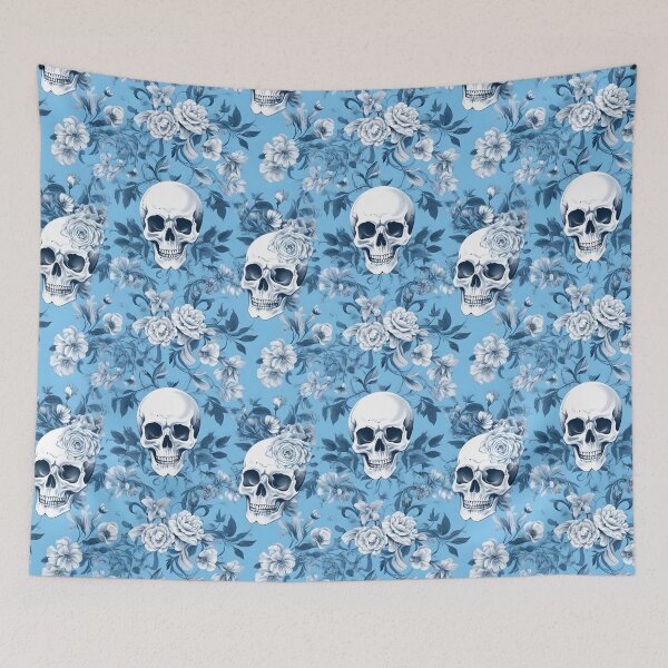 Item preview, Baby Blue & White Skulls Composite Overlay Pattern #4 designed and sold by ARTficiallyAnon.