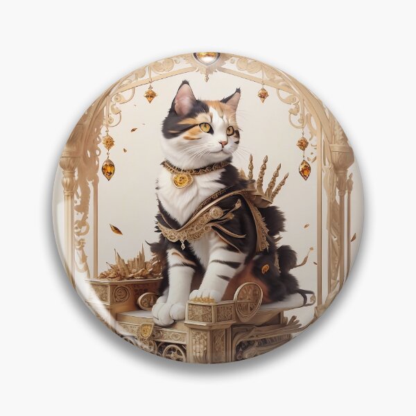 Item preview, Calico cat sitting on a throne designed and sold by M-Y-A-R-T-.