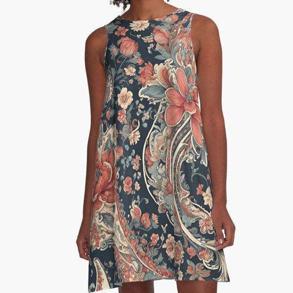 Aperçu de l'œuvre Modèle vintage Paisley avec des fleurs créée et vendue par Boru-Atisuto.