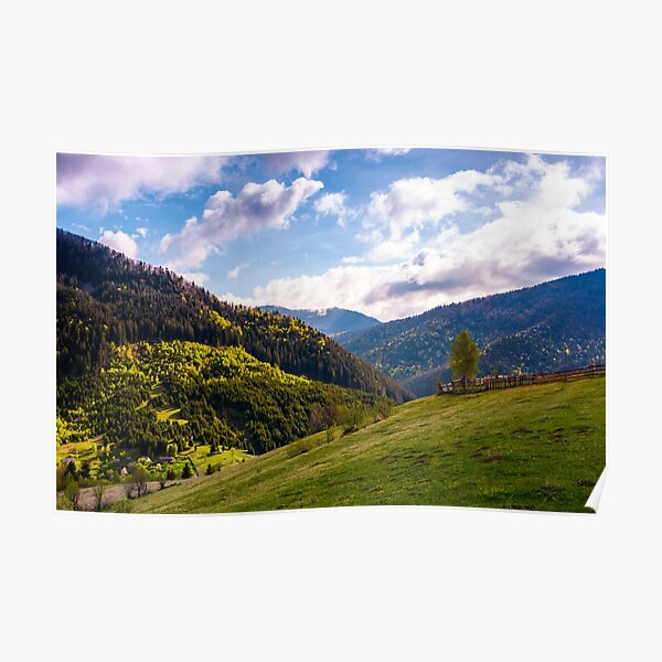 beautiful scenery in mountainous rural area Poster