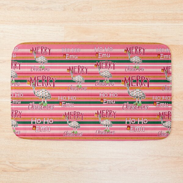 Item preview, Merry Christmas Emu Ho Ho Emu Striped Green Pink Red & Gold designed and sold by SmileThreads.