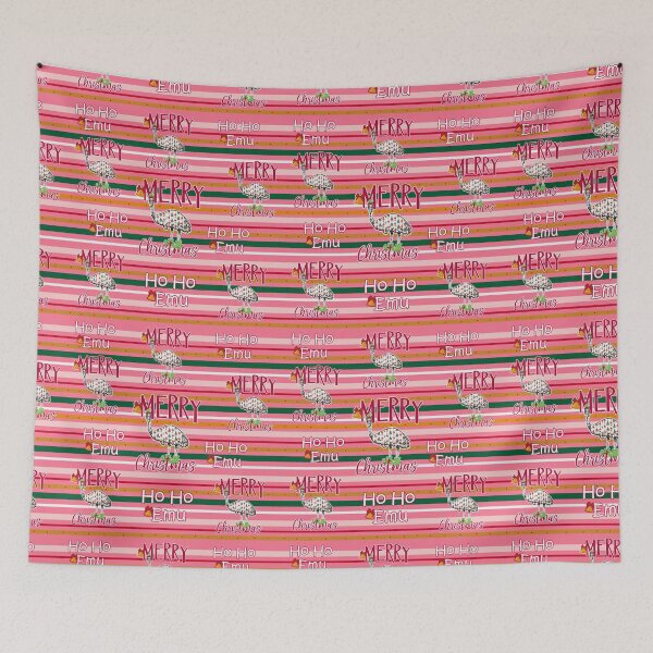 Item preview, Merry Christmas Emu Ho Ho Emu Striped Green Pink Red & Gold designed and sold by SmileThreads.