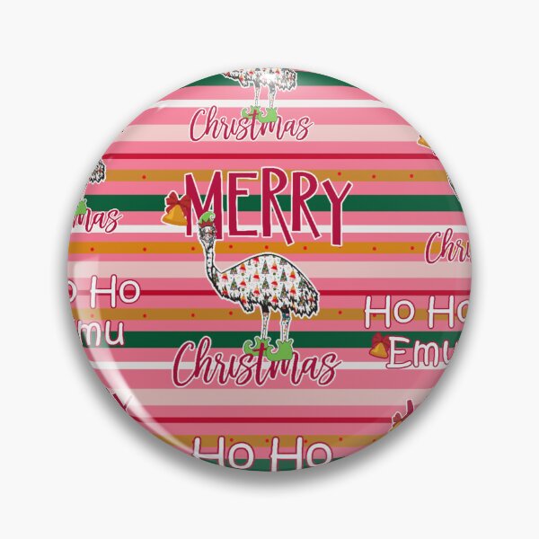 Item preview, Merry Christmas Emu Ho Ho Emu Striped Green Pink Red & Gold designed and sold by SmileThreads.