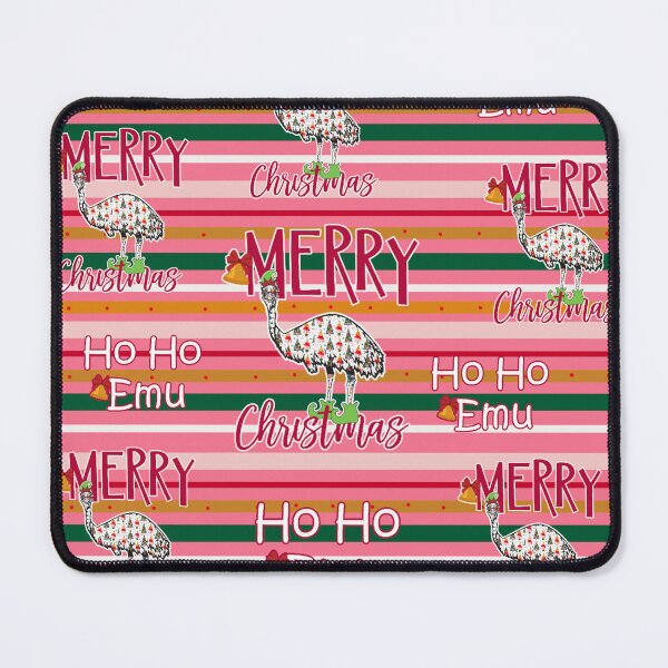 Item preview, Merry Christmas Emu Ho Ho Emu Striped Green Pink Red & Gold designed and sold by SmileThreads.