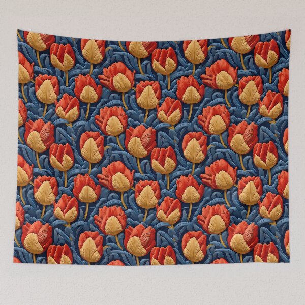 Item preview, Embroidered Tulips Field Pattern #4 designed and sold by NatureSight.
