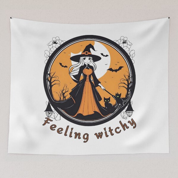 Item preview, Feeling Witchy Anime Witch with Cute Black Cats designed and sold by DevemDavam.