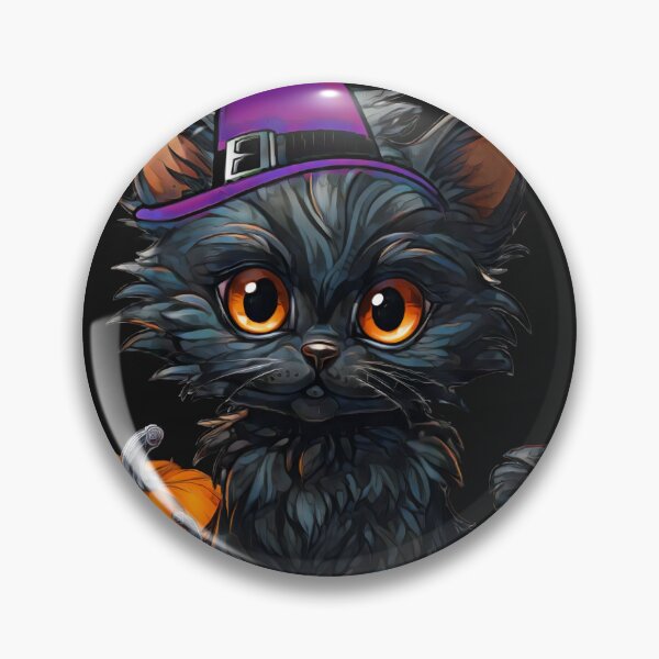 Item preview, Halloween cat with witch hat and pumpkin designed and sold by Art-by-Cassy.