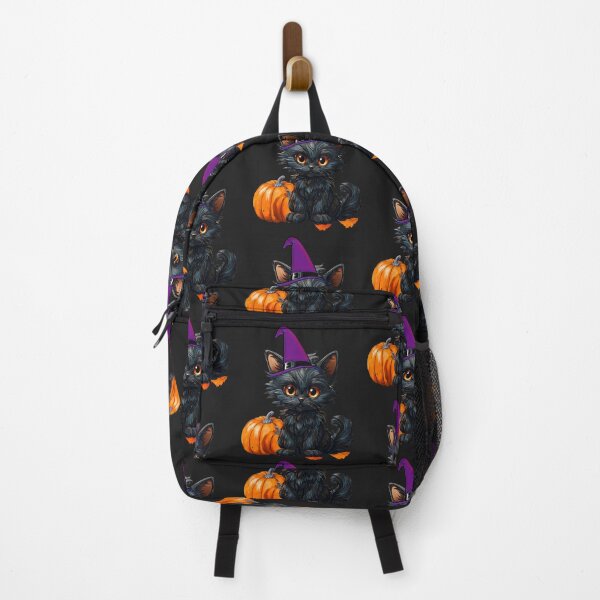 Item preview, Halloween cat with witch hat and pumpkin designed and sold by Art-by-Cassy.
