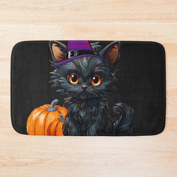 Item preview, Halloween cat with witch hat and pumpkin designed and sold by Art-by-Cassy.