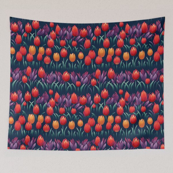 Item preview, Embroidered Tulips Field Pattern #6 designed and sold by NatureSight.