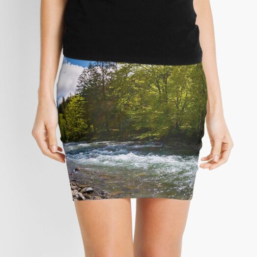forest river in mountains Mini Skirt
