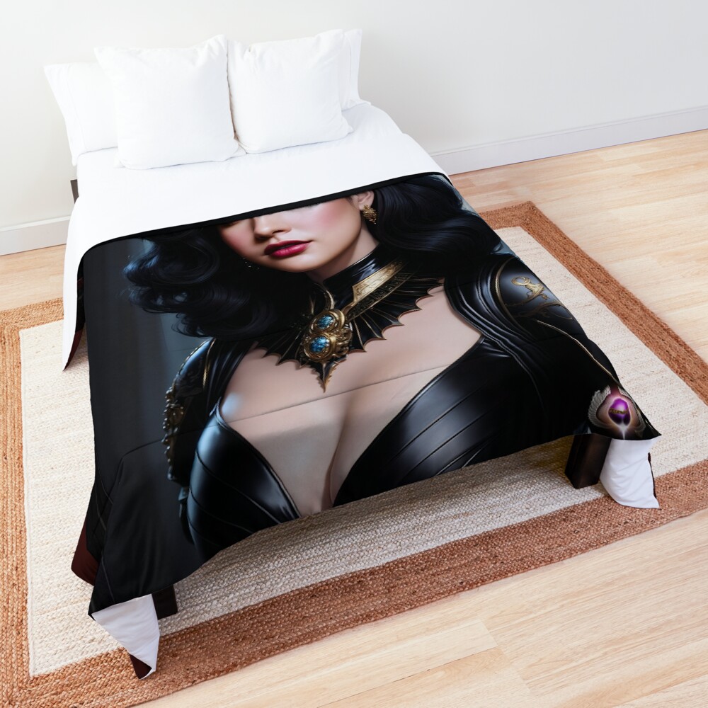 The Havenshaw, Lady Oosternic AI Concept Art by Xzendor7 - A Raven Beauty 3 The Havenshaw, Lady Oosternic Stunning AI Concept Art Portrait by Xzendor7 Decorative Comforter Art Print