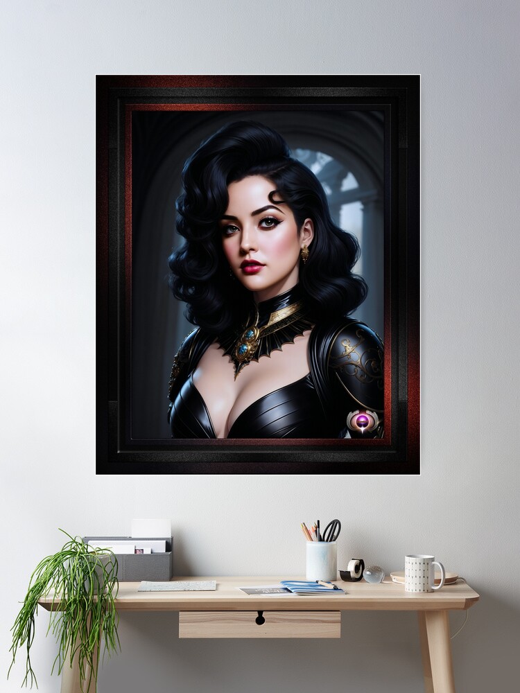 The Havenshaw, Lady Oosternic AI Concept Art by Xzendor7 - A Raven Beauty 2 The Havenshaw, Lady Oosternic Stunning AI Concept Art Portrait by Xzendor7 Wall Decor Poster