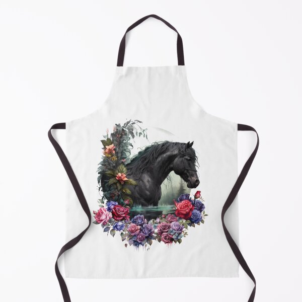 Artikelvorschau, Schwarzer Hengst mit Gothic-Blumen-Klassiker-T-Shirt entworfen und verkauft von MysticOzzy.