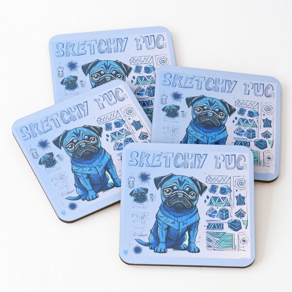 Artikelvorschau, Mops-Skizzenbuch 3 BLAU entworfen und verkauft von RedBluffTraders.