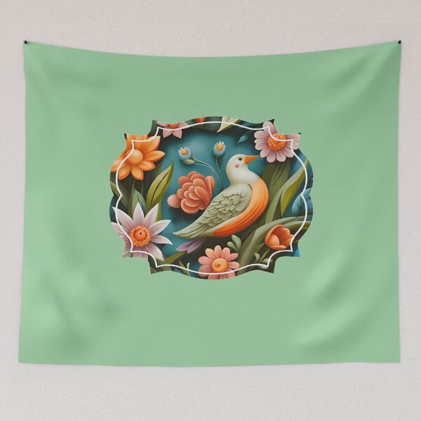 Item preview, Bird and Floral Mural designed and sold by Charmy Design.
