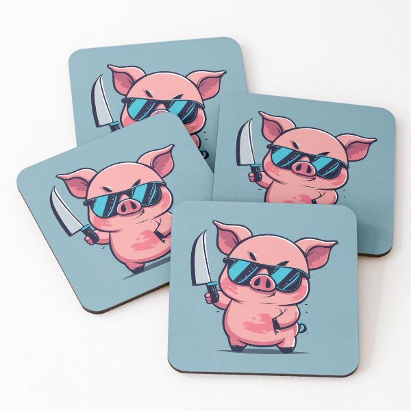 Item preview, cute pig holding knife designed and sold by Windness Zao.